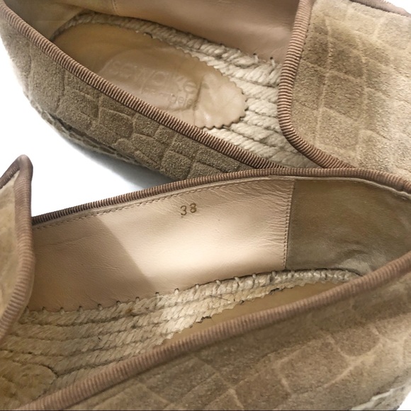 ELYSE WALKER Croc Embossed Suede Espadrilles 38 - Picture 7 of 8